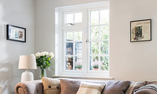 White Everest conservatory window in a living room