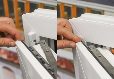 Hands installing Everest conservatory window frame components