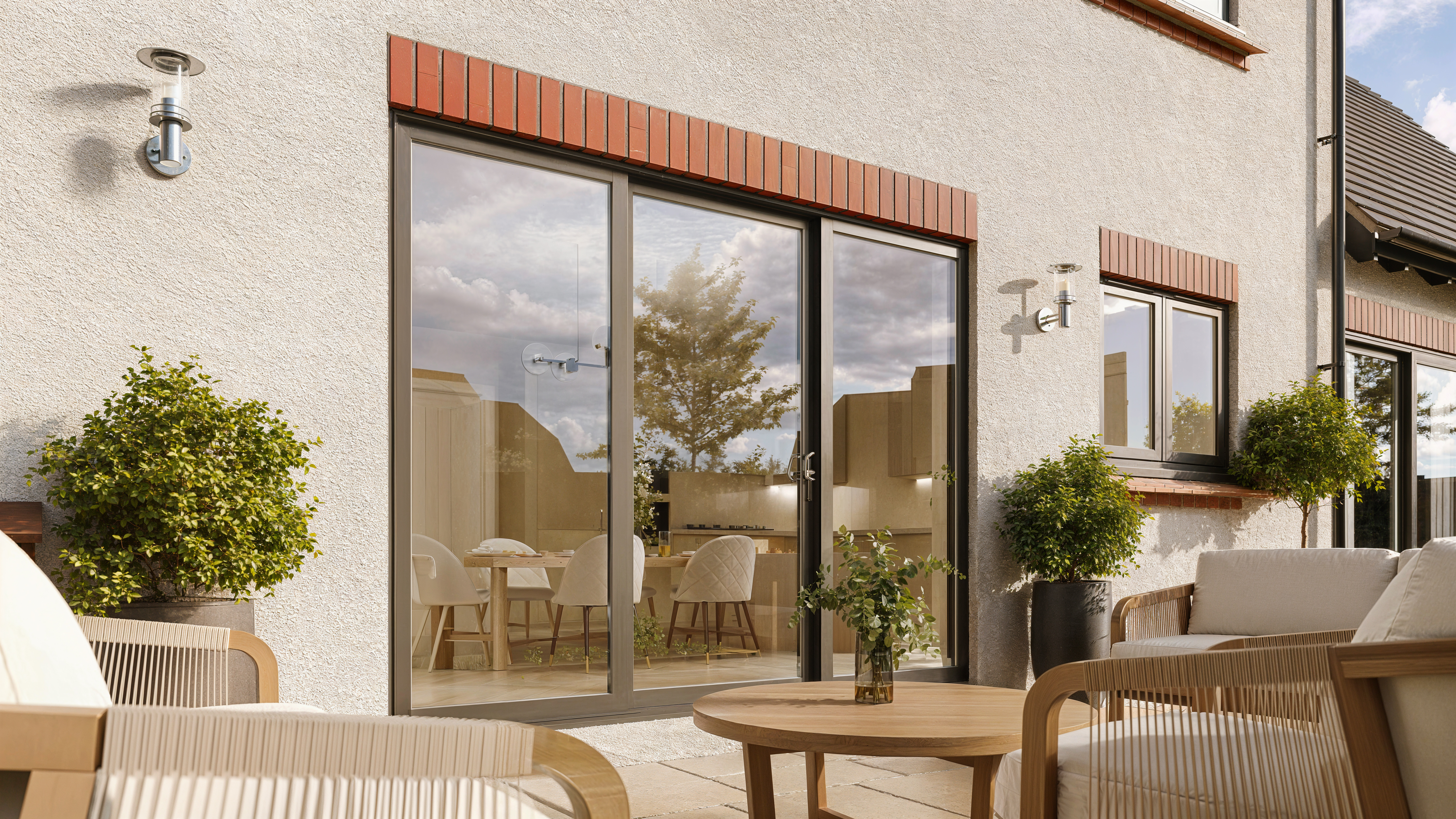 upvc grey patio door outside