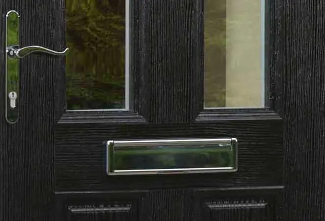 Everest conservatory black door with stainless steel letterbox