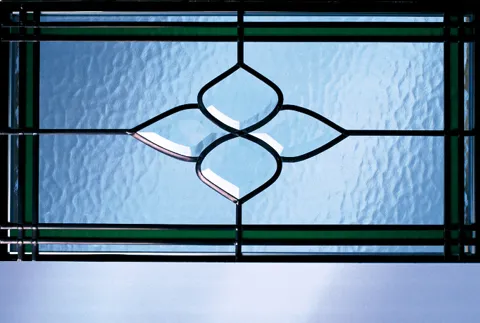 Everest conservatory light blue patterned glass with black metal frames