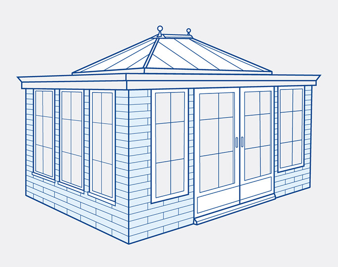 Everest conservatory design with multiple windows and doors