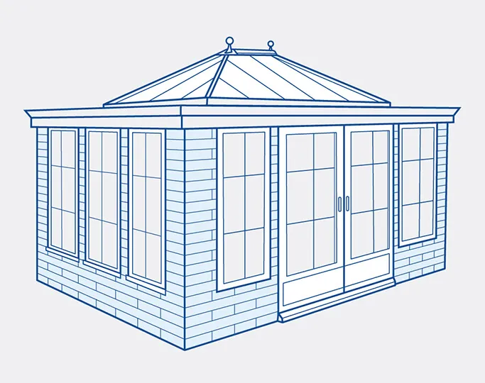Everest conservatory design with multiple windows and doors