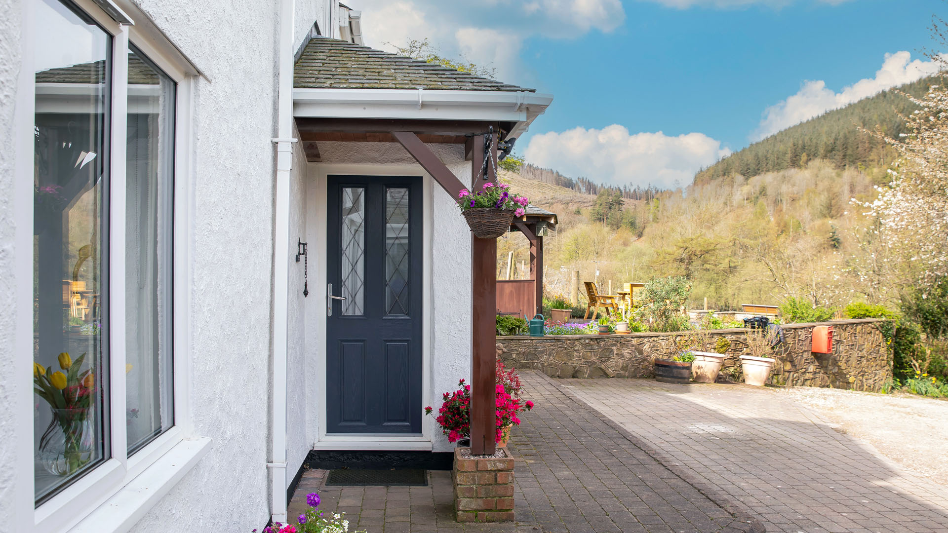 Everest sage green door with square panels