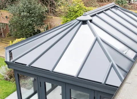 Everest conservatory roof dark grey metal with skylight