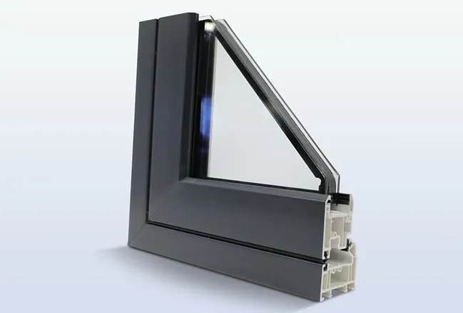 Dark gray Everest conservatory window frame detail