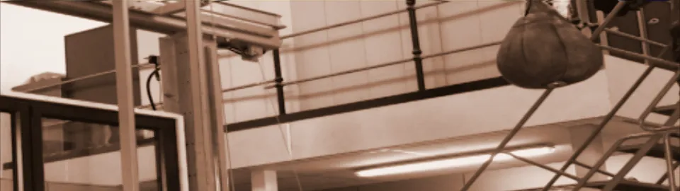 Brown boxing bag hanging from metal frame