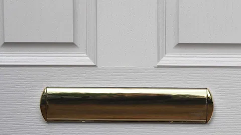 Gold letterbox on white Everest door