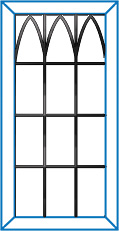 Everest conservatory window with gothic arches and black ironwork
