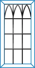 Everest conservatory window with gothic arches and black ironwork
