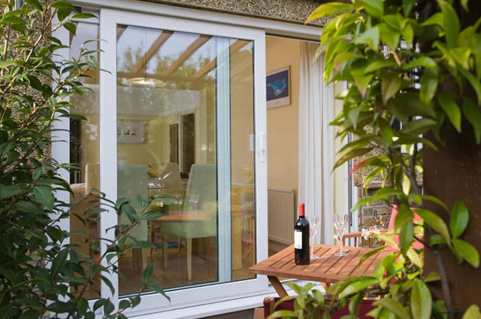 uPVC sliding patio doors open
