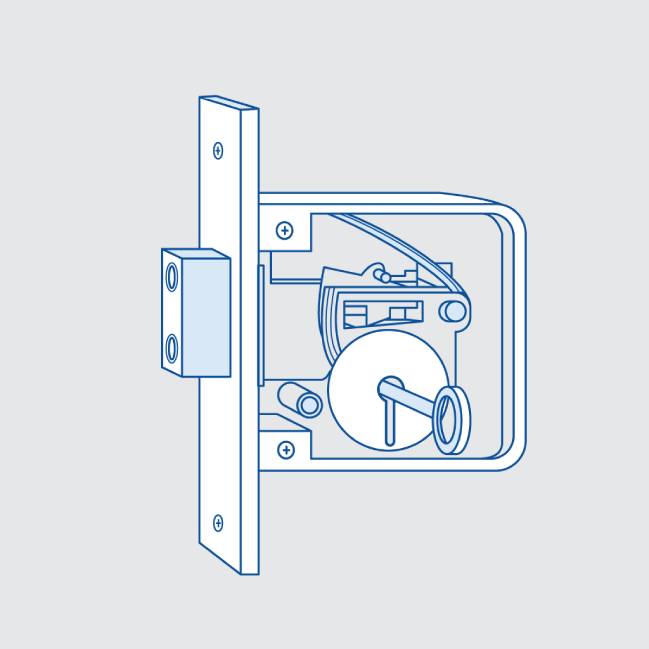 Detailed drawing of a door lock mechanism
