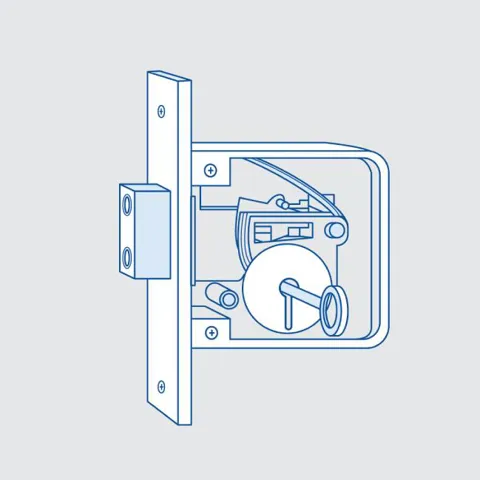 Detailed drawing of a door lock mechanism
