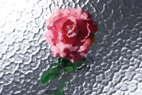 Pink rose on textured glass